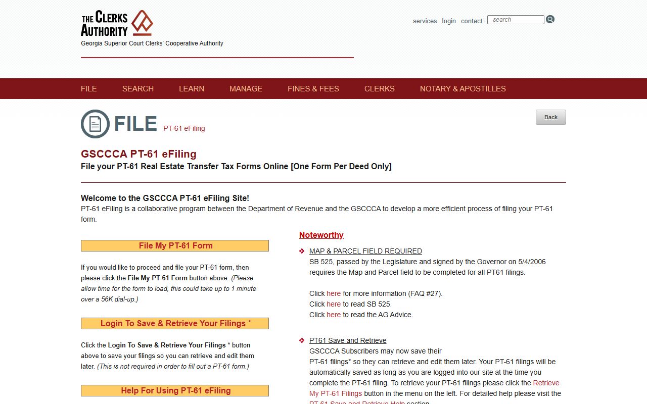 Crisp County Clerk PT-61 eFiling records portal