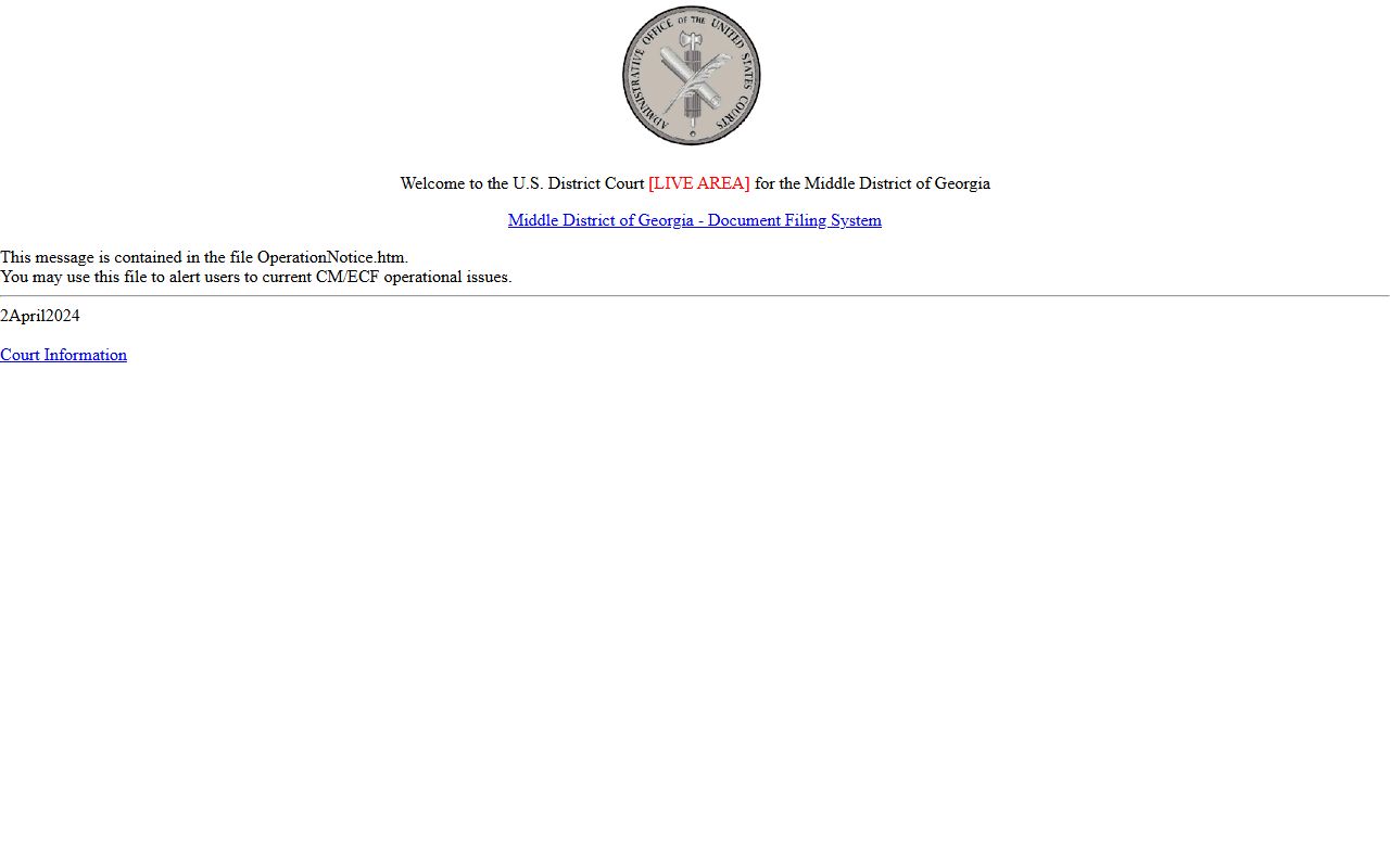 Crisp County court dockets Middle District of Georgia CM ECF portal