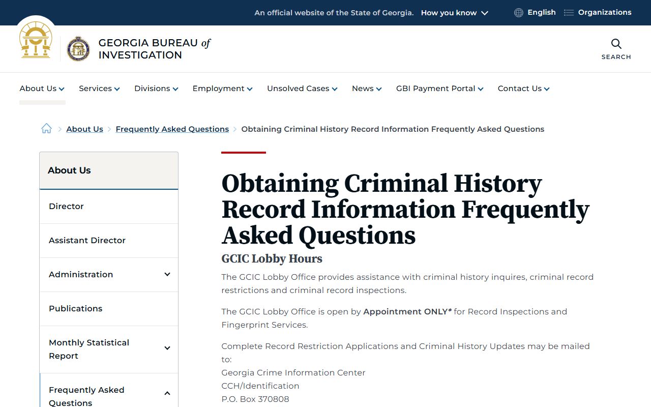 Crisp County criminal court records GBI criminal history FAQ