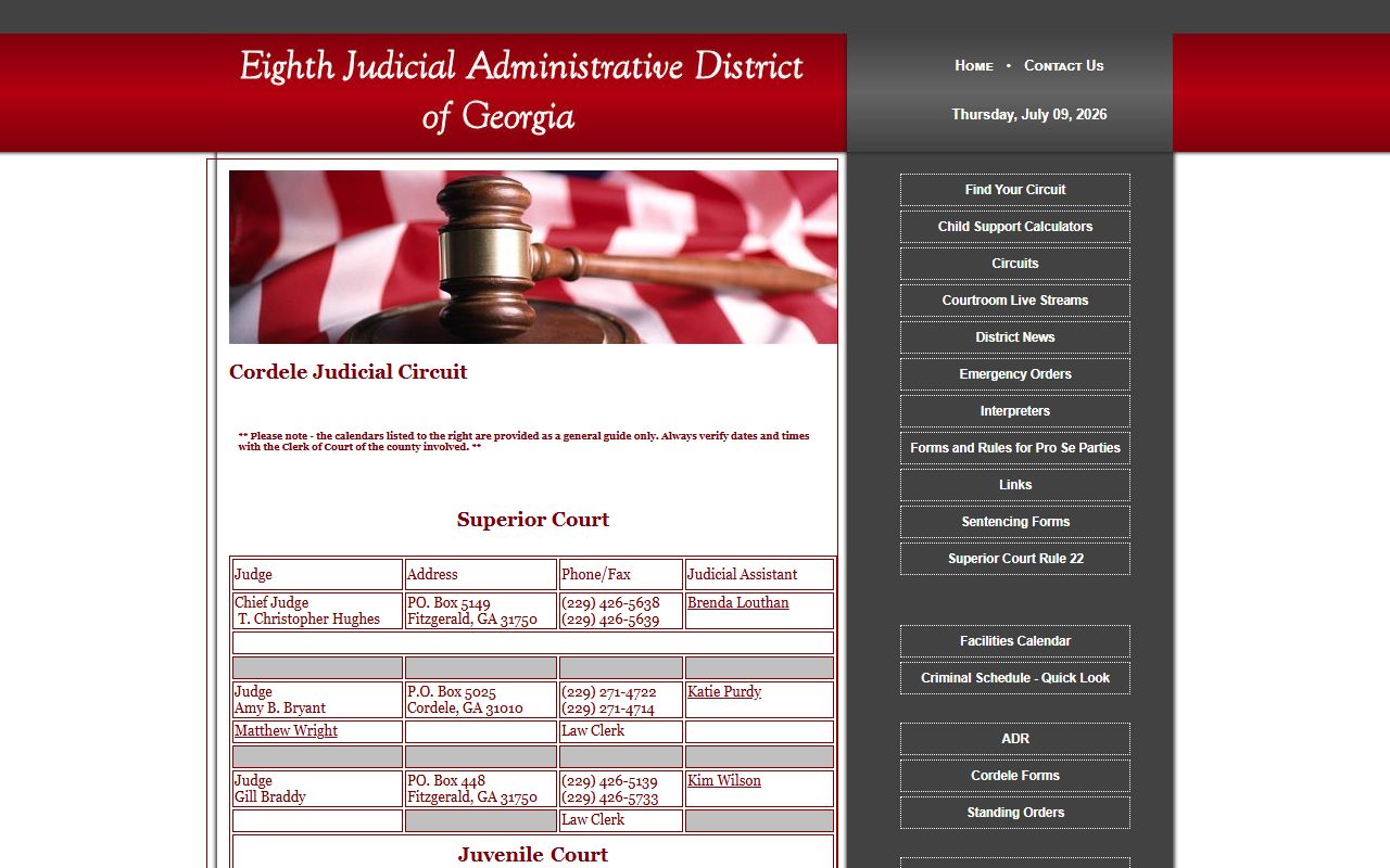 Crisp County Superior Court Cordele Judicial Circuit judge listing