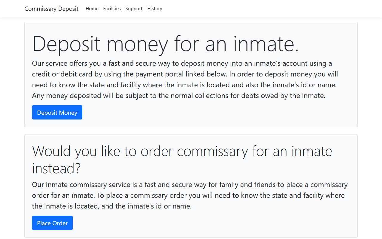 Crisp County inmate records commissary deposit service